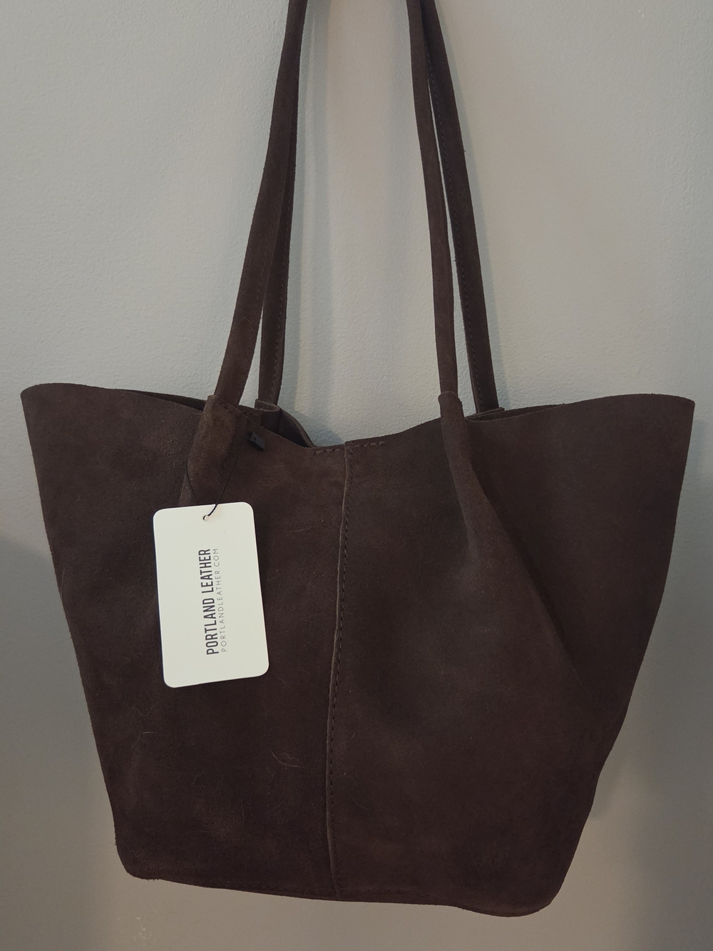 NWT Portland Leather Large Suede Devan Shoulder Bag In Stagecoach - Picture 4 of 6